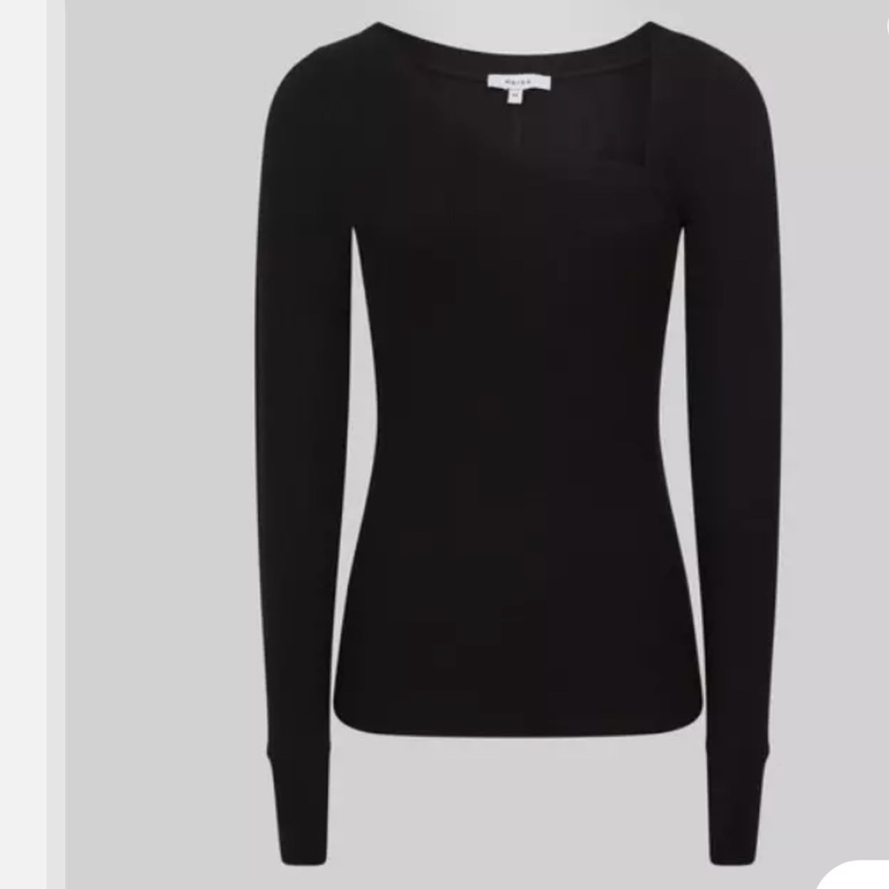 REISS Carly Asymmetric Neck Jersey Long Sleeve - Picture 2 of 11